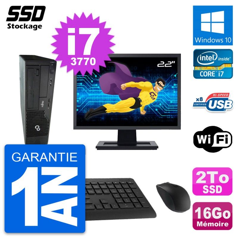 Fujitsu Esprimo E510 DT 22-Inch Desktop PC (i7-3770, 16GB RAM, 2TB SSD, Windows 10, Wifi)