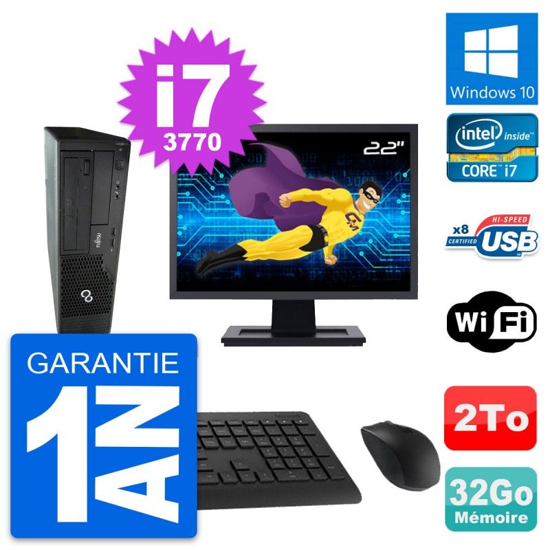 Fujitsu E510 DT 22-Inch Desktop PC - Intel i7, 32GB RAM, 2TB Storage, Windows 10