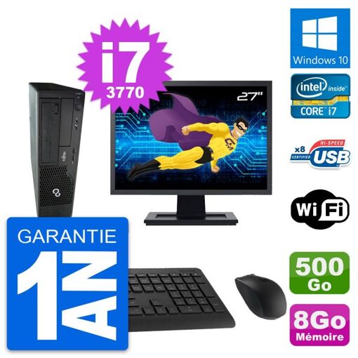 Fujitsu E510 DT 27-inch All-in-One PC - Intel i7, 8GB RAM, 500GB HDD, Windows 10, WiFi