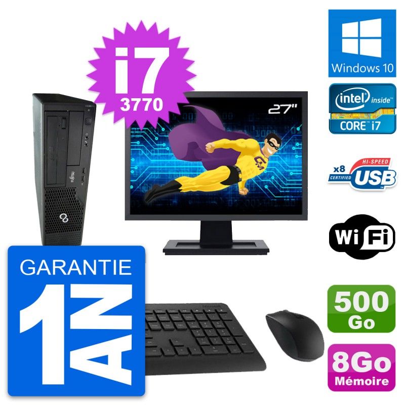 Fujitsu E510 DT 27-inch All-in-One PC - Intel i7, 8GB RAM, 500GB HDD, Windows 10, WiFi