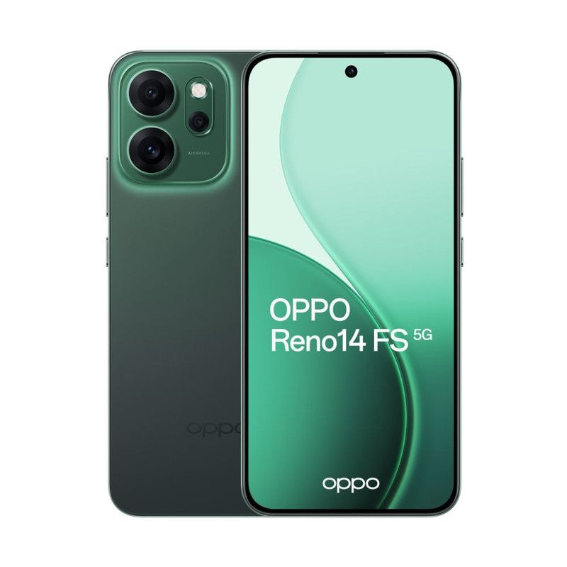 Teléfono inteligente Oppo Reno 14 FS de 6,57 pulgadas 5G (doble nano SIM, 512 GB, verde esmeralda)