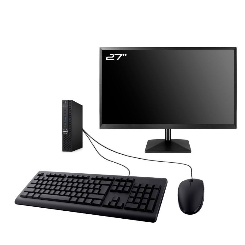 Ordinateur de bureau Dell Optiplex 3050 Mini - Écran 27'', Processeur Intel Core i4400T, 16 Go de RAM, 240 Go SSD, Windows 11