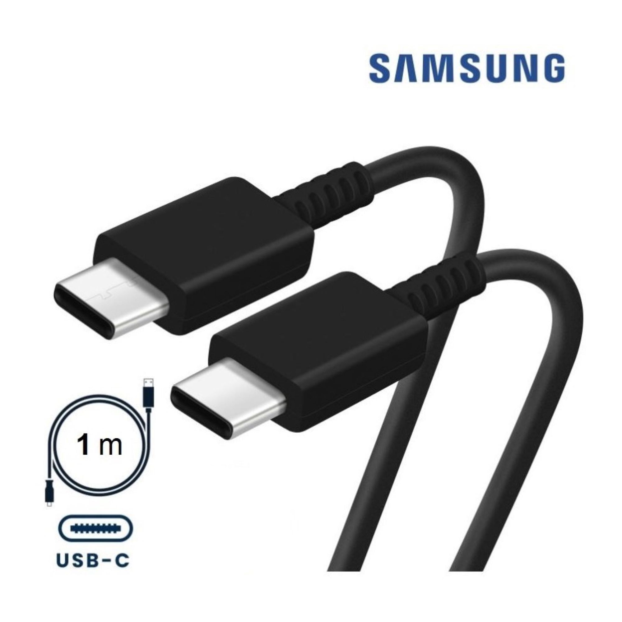 Ensemble de câbles USB-C vers Type-C Samsung (2x) - 1m, pour chargeurs secteur 15W et 25W, EP-DA705, compatible avec la série Galaxy A