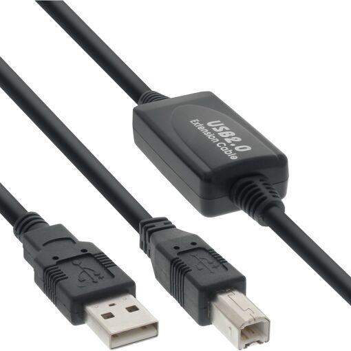 Cable USB InLine 34511I de 10 m, Negro, USB A a USB B