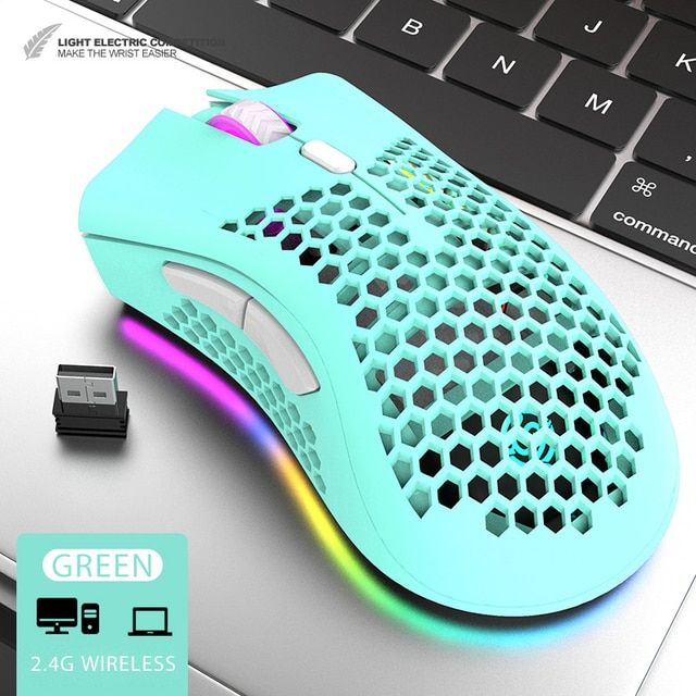 Nipseyteko Wireless Gaming Mouse with Bee Accent Lighting and USB Charge