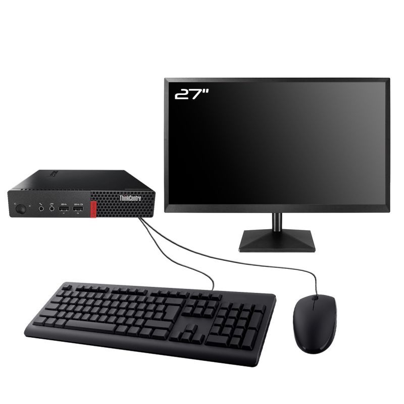 Lenovo M910q Tiny PC - 27" Display, Intel Core i5-4400T, 16GB RAM, 2TB SSD, Windows 10