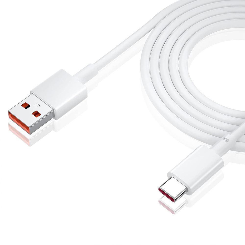 USB-C 6A Fast Charge Cable for Xiaomi 13, 13 Pro, 13T, 13T Pro, 13 Ultra, 13 Lite - White 1 Meter - E.F.Connection
