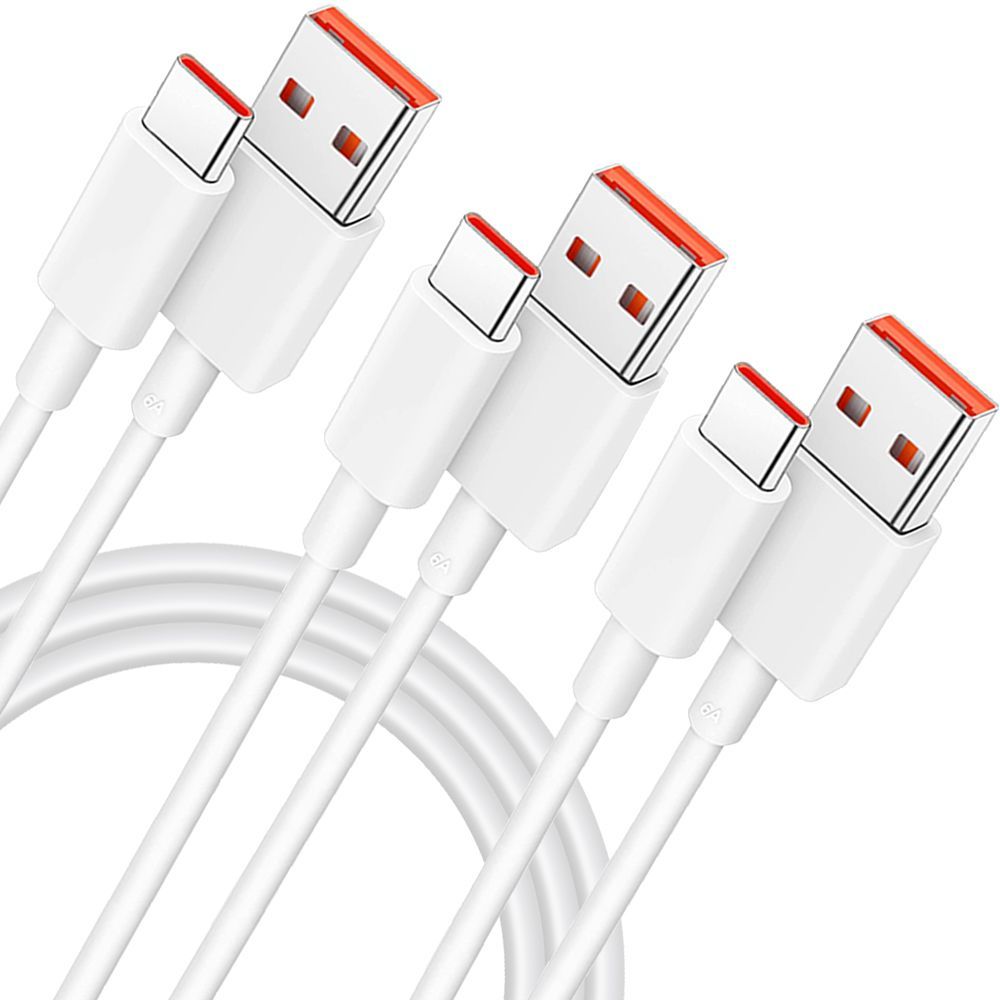 E.F.Connection 3x Fast 6A USB-C Cable for Xiaomi 13 Series (Ultra, T, Pro, Lite) - White, 1 Meter