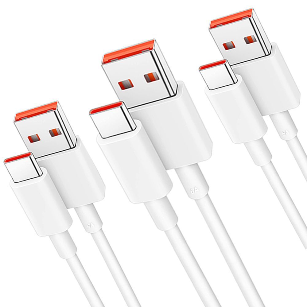 E.F.Connection 3x Fast USB-C Cable 6A for Xiaomi 14, 13T, 12 Pro, Redmi Note 12 Pro, and More