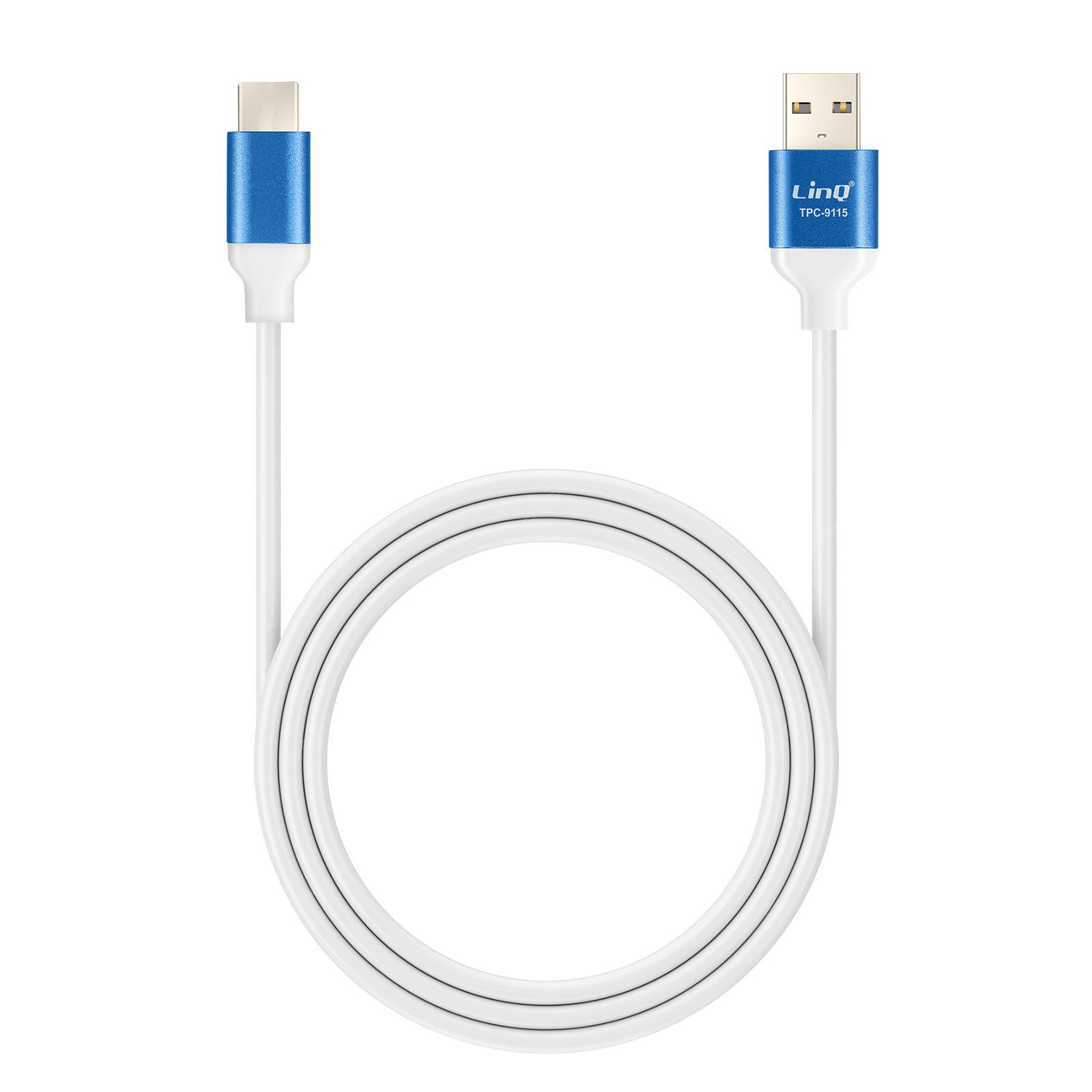 LinQ USB to USB-C Fast Charge 3A Cable, 1.5m Blue