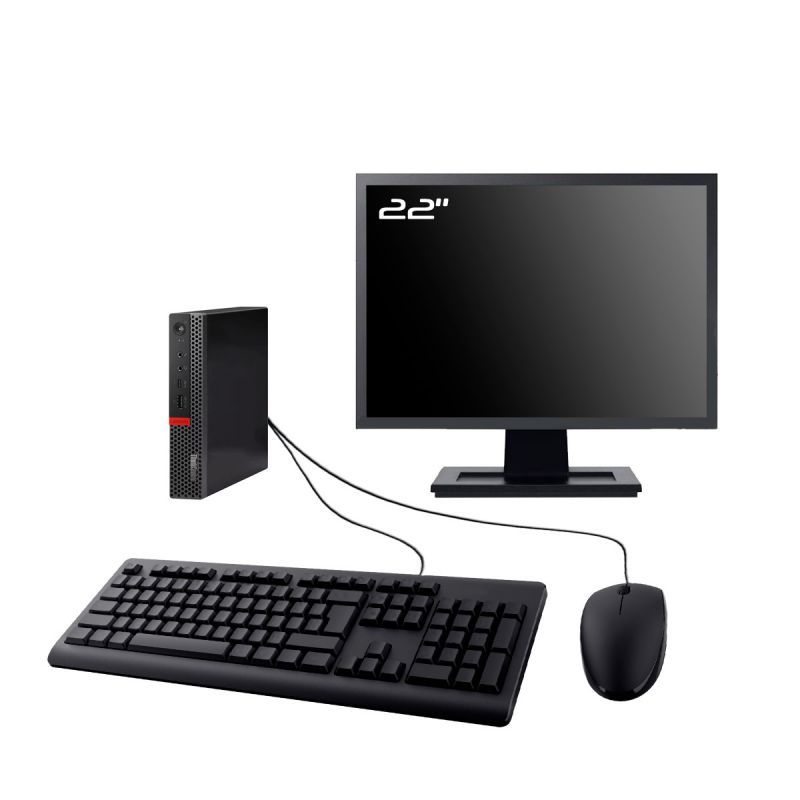Lenovo M920q Tiny Desktop Computer, 22" Screen, Intel i7-8700T, 32GB RAM, 480GB SSD, Windows 11