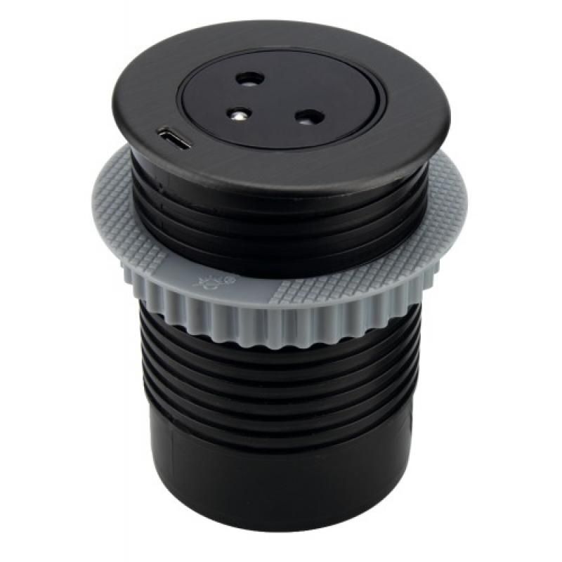 GTV EasyEject GTV 16A 2P+T Socket with USB-C Port and Adapter