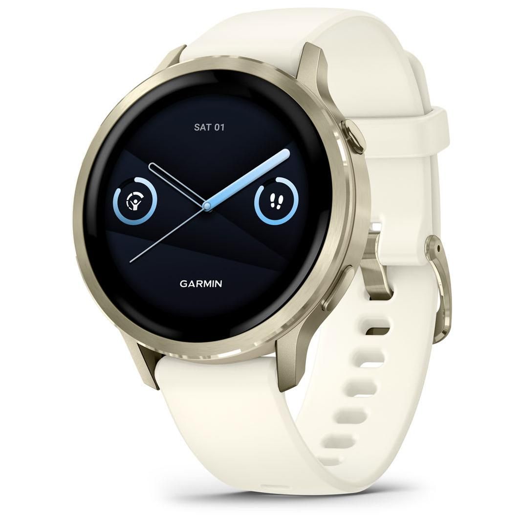 Garmin Venu 4 AMOLED Smartwatch - 41mm, Ivory Silicone Band, WiFi GPS (010-03013-00)