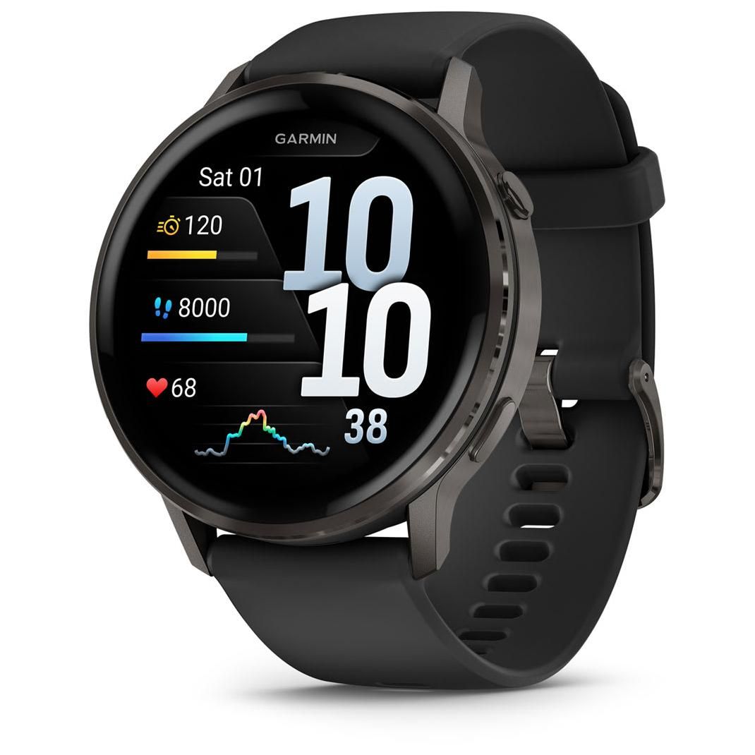 Garmin Venu 4 AMOLED Smartwatch - Black with Silicone Strap - WiFi GPS