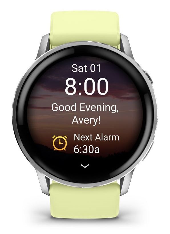 Reloj inteligente Garmin Venu 4, 45 mm Gris y Plata con pulsera de silicona Amarilla limón