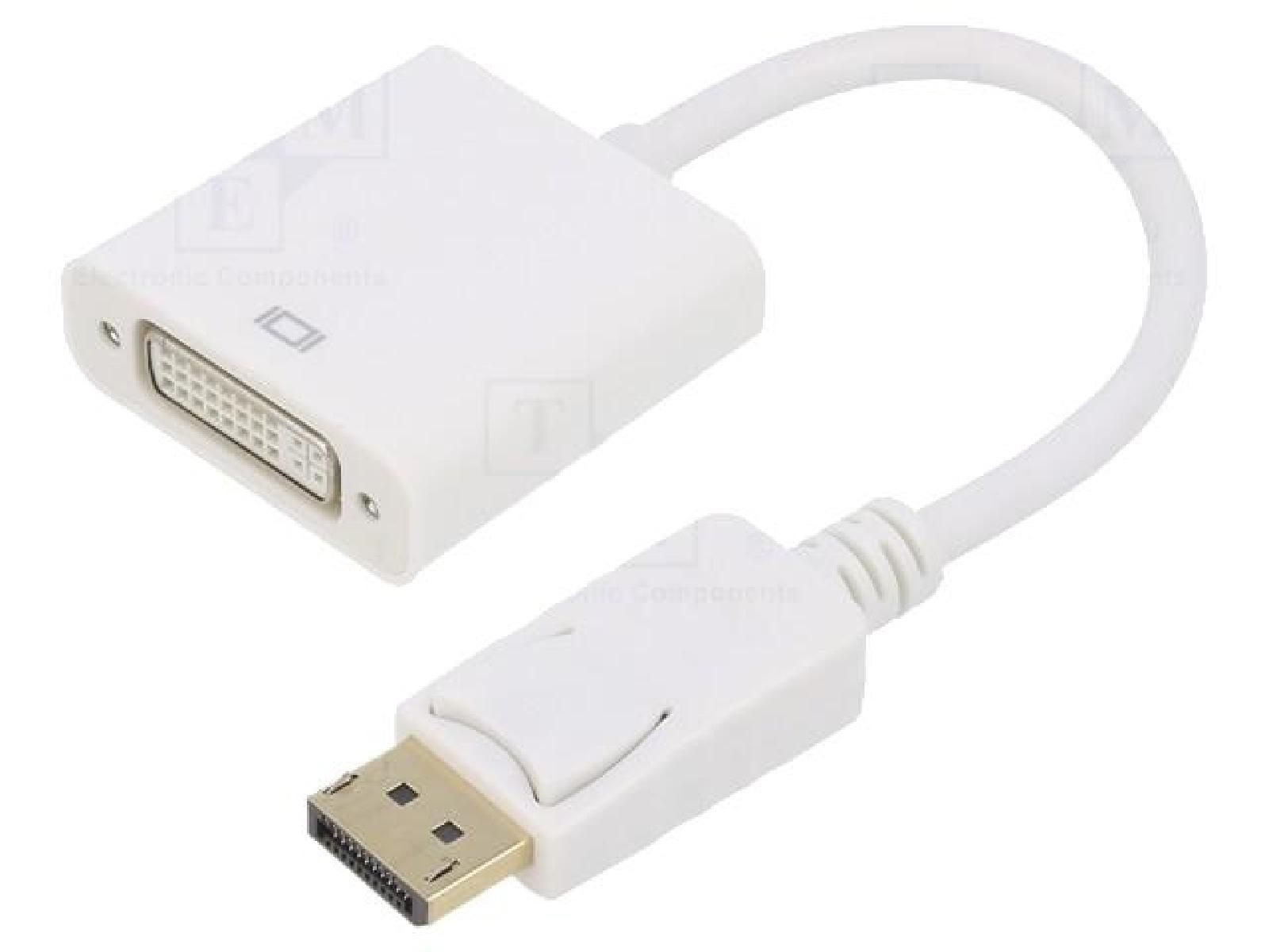 Adaptador DVI-I a DisplayPort de ADNAuto, 10 cm Blanco