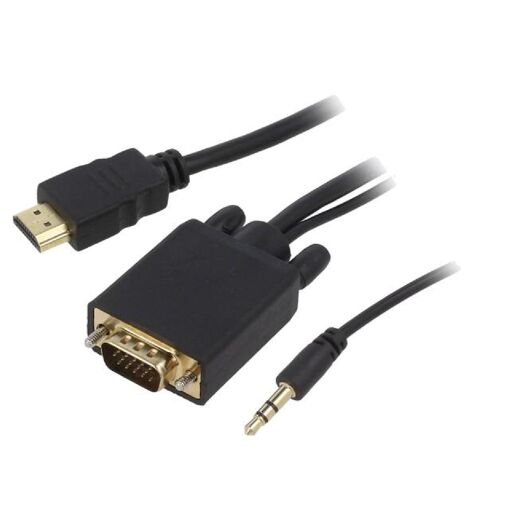 Adaptateur HDMI 1.4 ADNAuto - Connecteur mâle D-Sub 15 broches à connecteur HDMI masculin, 3 m Noir