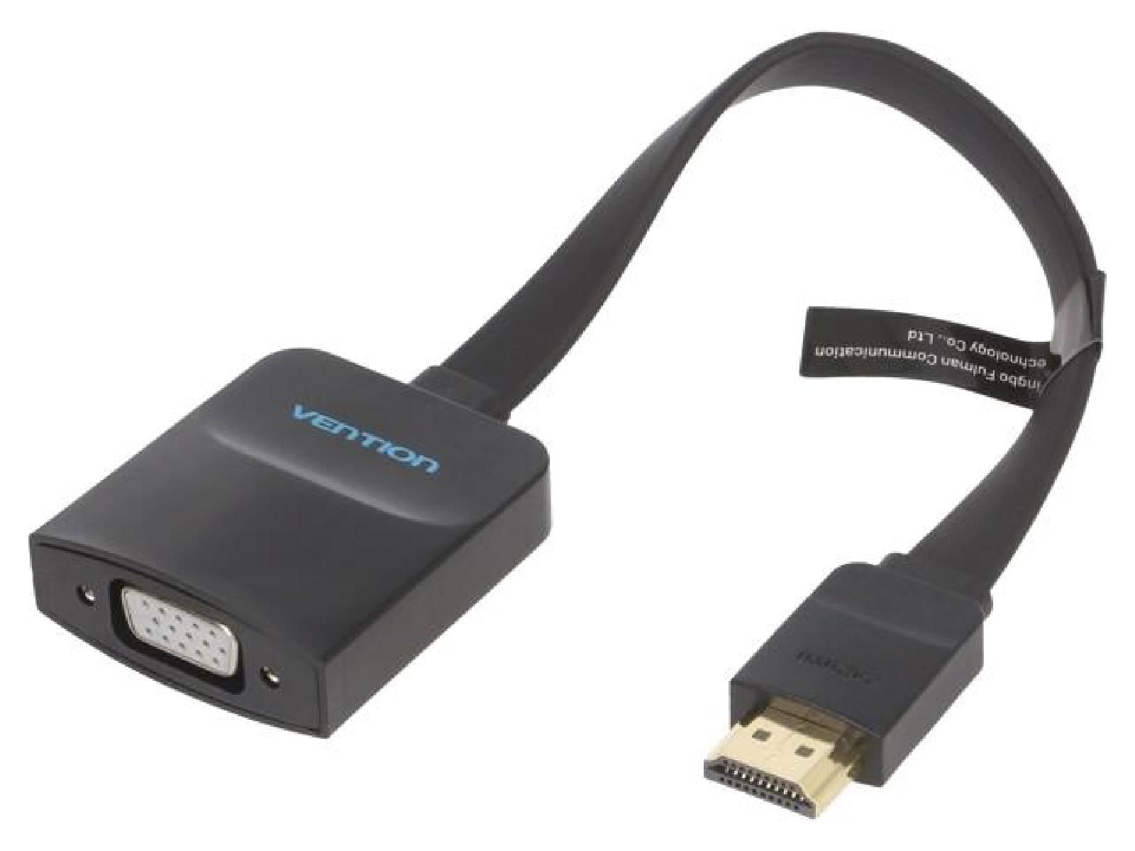 ADNAuto Flat D-Sub 15pin to HDMI Adapter (0.15m, Black)