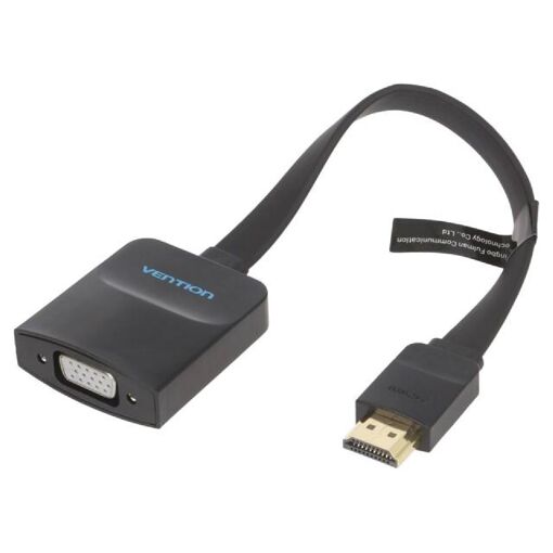ADNAuto Flat D-Sub 15pin to HDMI Adapter (0.15m, Black)