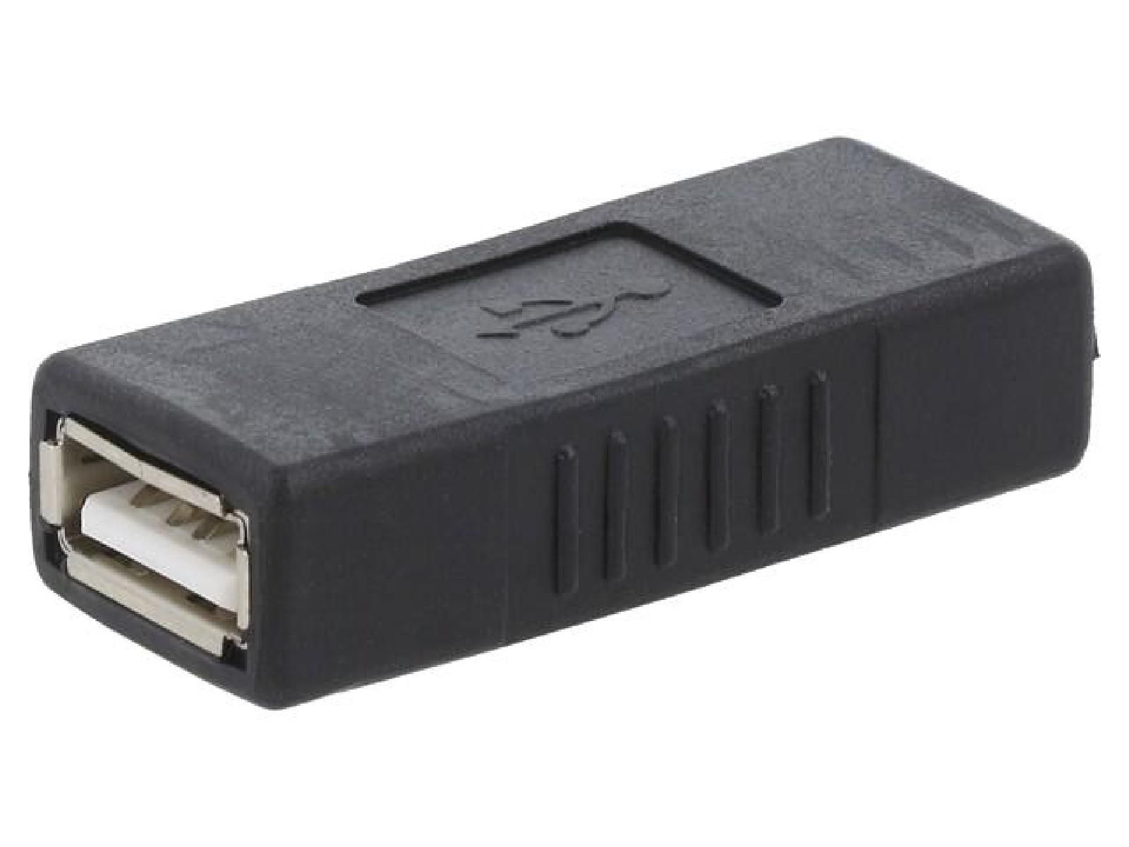 ADNAuto USB 2.0 Adapter, Dual-Sided Female USB A, Black