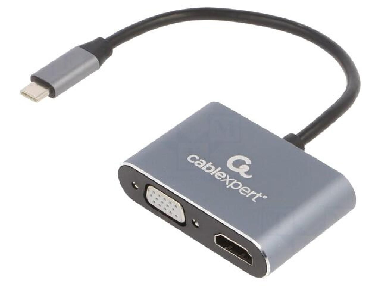 Adaptador USB-C a D-Sub 15 pines HD y HDMI (0.15 m, Negro) - ADNAuto