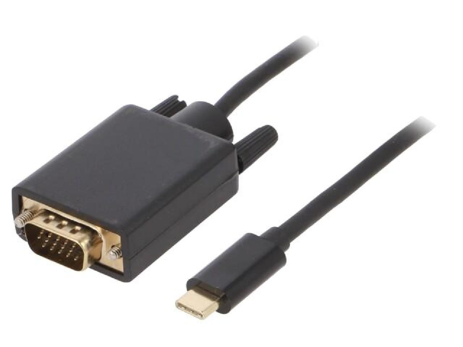 ADNAuto VGA to USB-C Adapter (1.8m, Black)