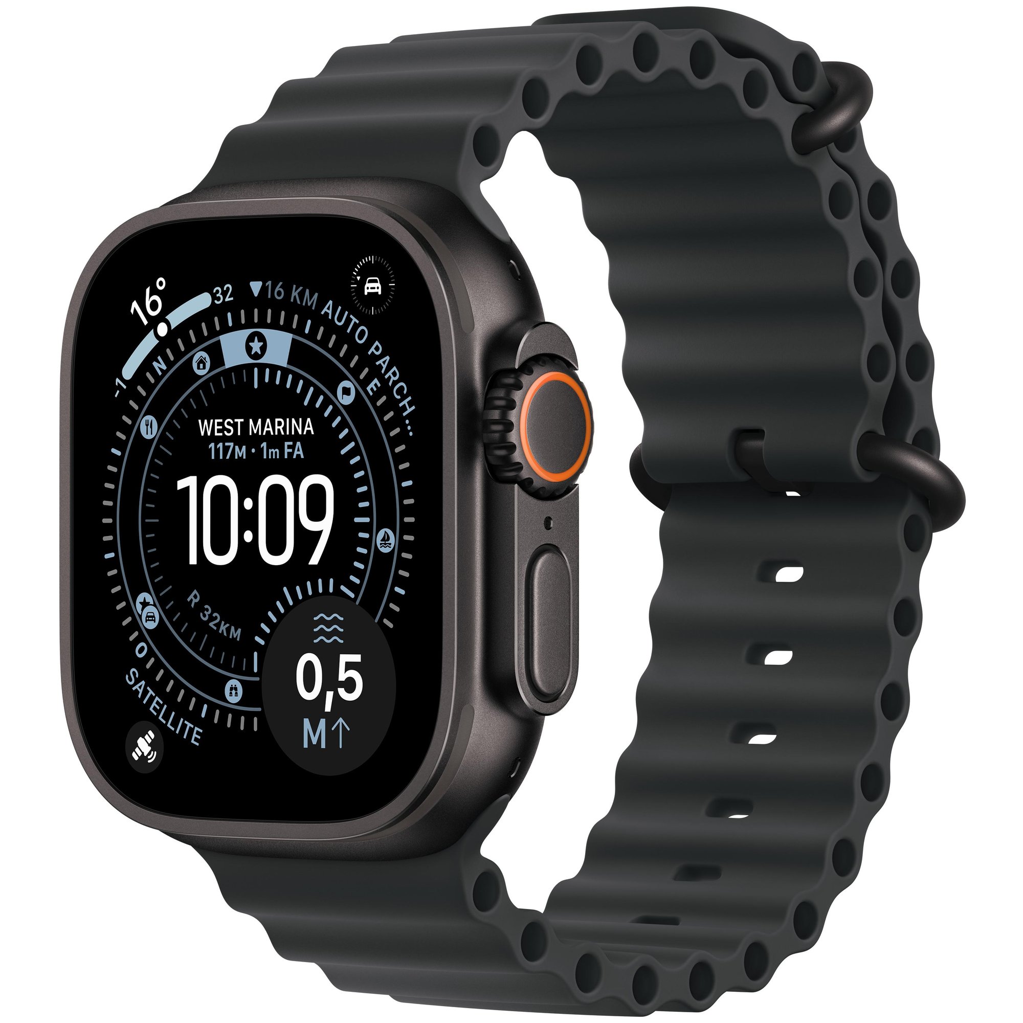 Apple Watch Ultra 3 GPS + Cellular 49mm Titanium Case Black with Ocean Black Strap