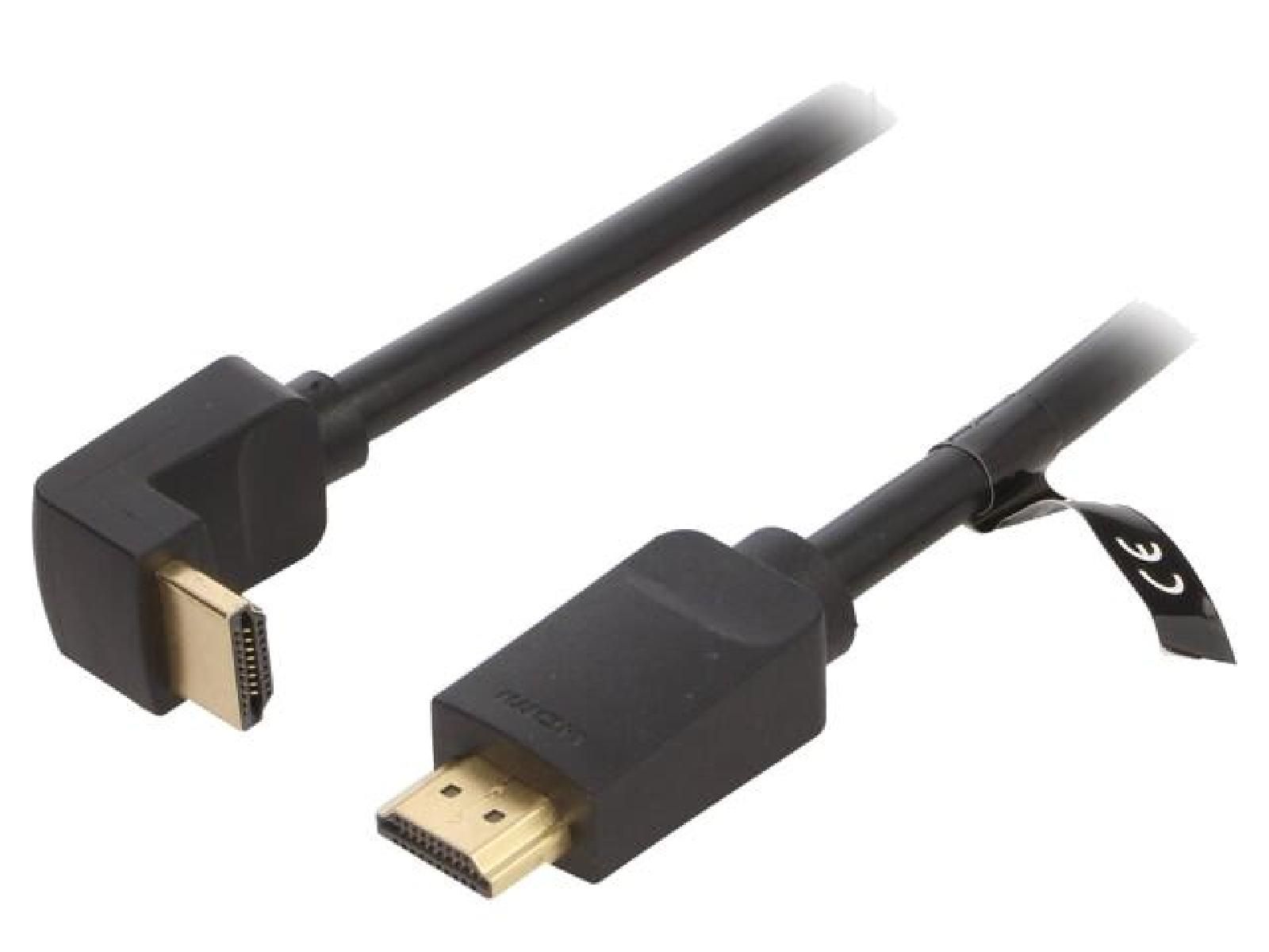ADNAuto HDMI 2.0 Cable, 2m, Black (90° UHD 4K 3D Male to Male)