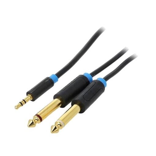 ADNAuto 3.5mm 3-Pin Male to 2x 6.3mm Male Audio Cable, 0.5m