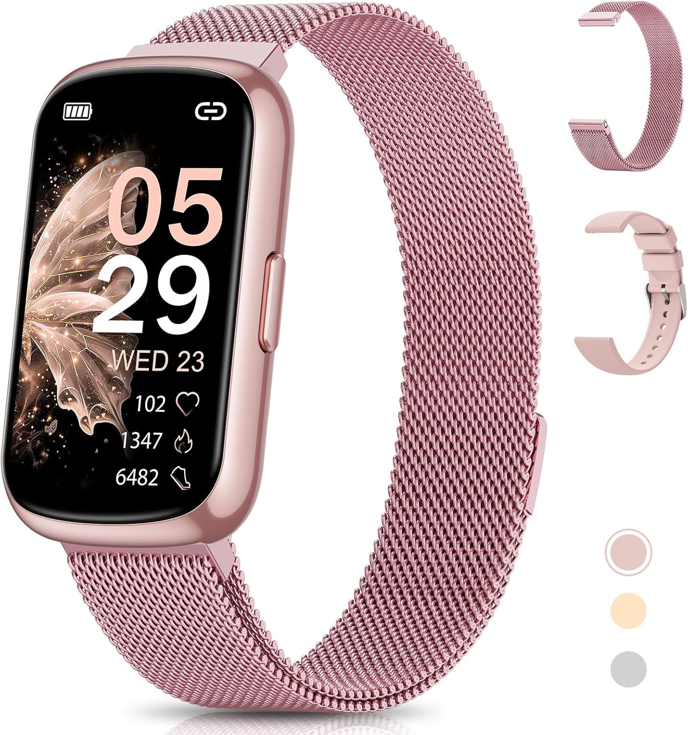 Graines Creatives by PW Women's Smartwatch, 1.47" Activity Tracker, 24 Sport Modes, Sleep Tracking, Heart Rate, SpO2, Pedometer, IP68 Waterproof Long-Lasting