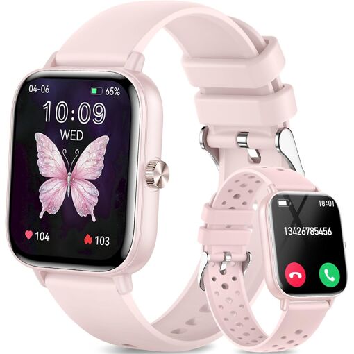 Monre Connectée Femme Graines Créatives by PW, Écran Tactile HD 1.83'', Appel Bluetooth, 100+ Modes Sportifs, Suivi Fréquence Cardiaque/Sommeil, Étanche IP68 Bracelet Connecté pour Android iOS