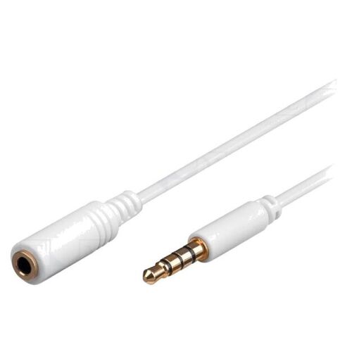 Adaptador ADNAuto de 3,5 mm 4 pines (femenino a masculino), 3 m, blanco