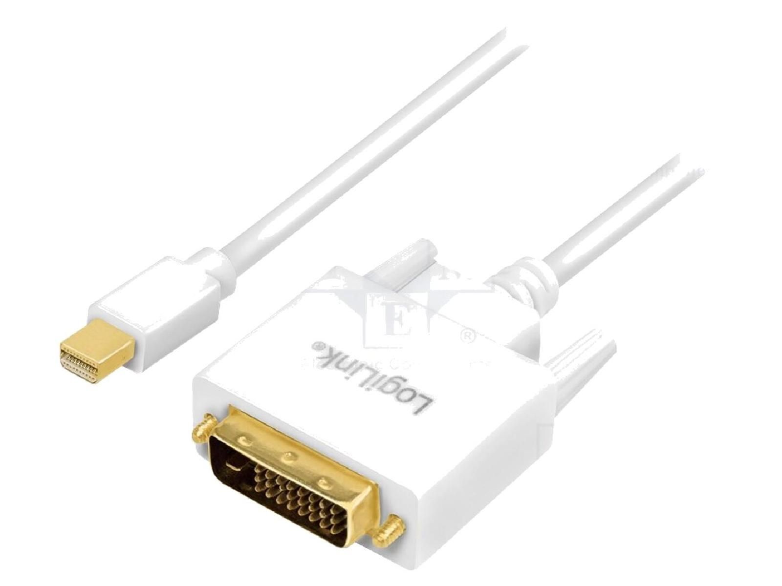 ADNAuto Mini DisplayPort to DVI Cable 1.2 4K UHD 1.8m - White