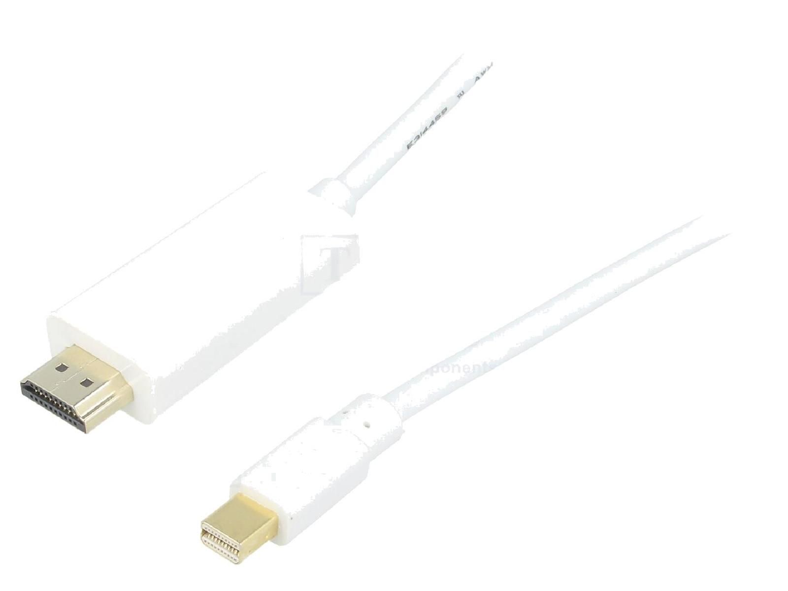ADNAuto Mini DisplayPort 1.2 to HDMI 3D 4K Cable, 5m - White