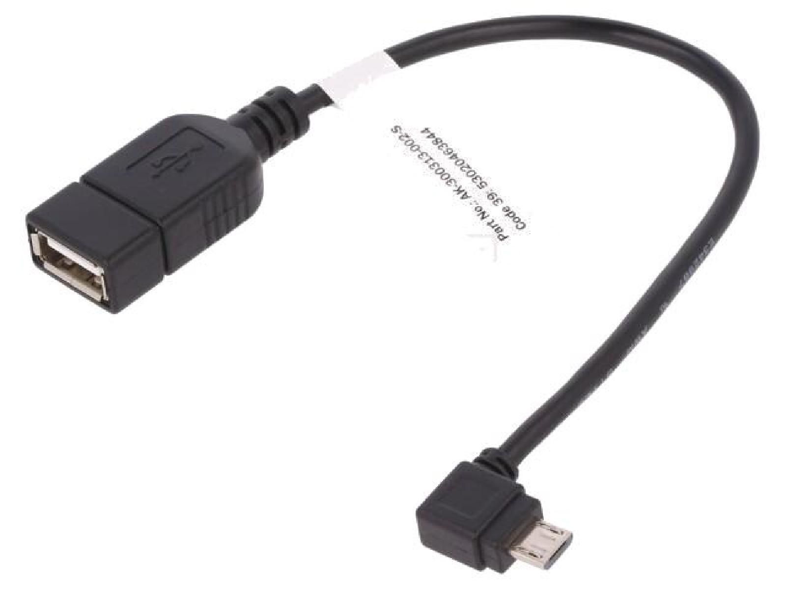 ADNAuto USB OTG Cable 2.0 - A Female to B Micro Angular Connector
