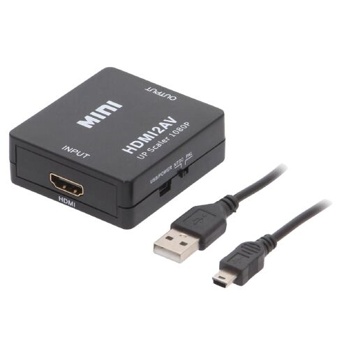 Conversor HDMI a CVBS de audio estéreo negro ADNAuto
