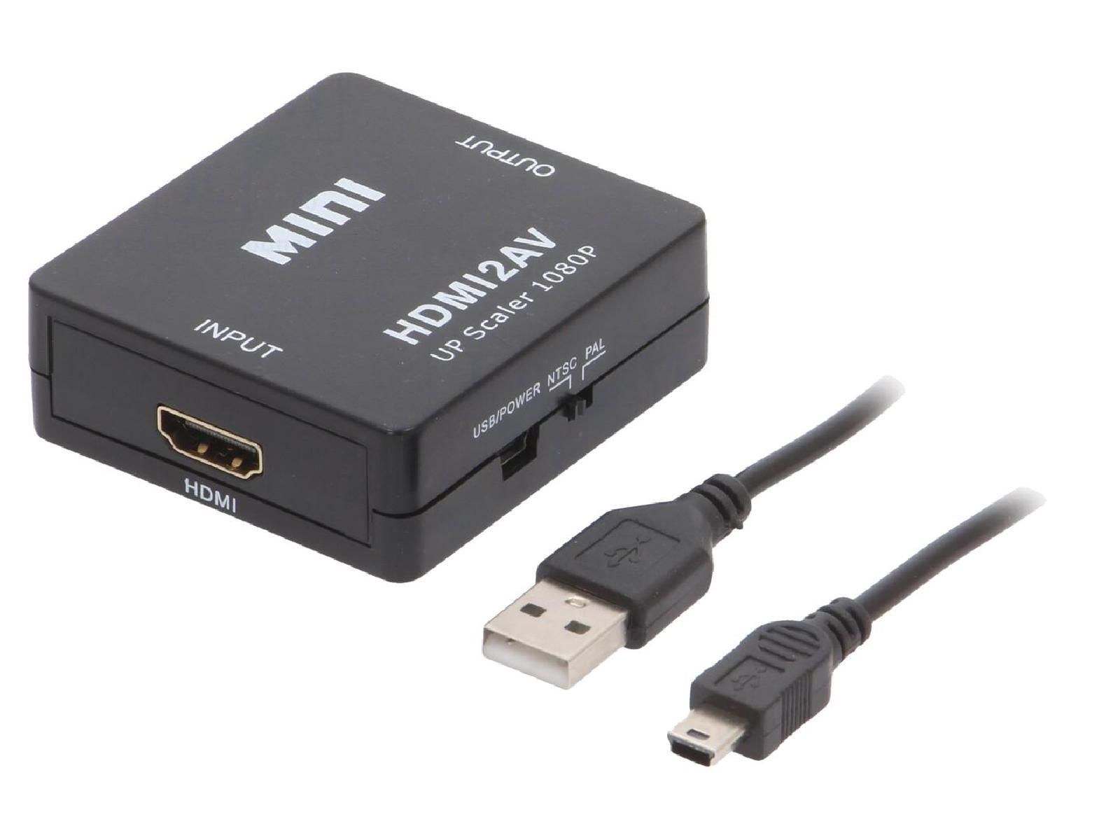 ADNAuto HDMI to CVBS Audio Stereo Converter Black