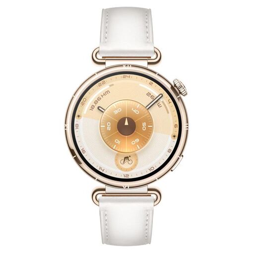 Montres connectées Huawei Watch GT6 41 mm Bluetooth Dorée avec bracelet en cuir composite blanc