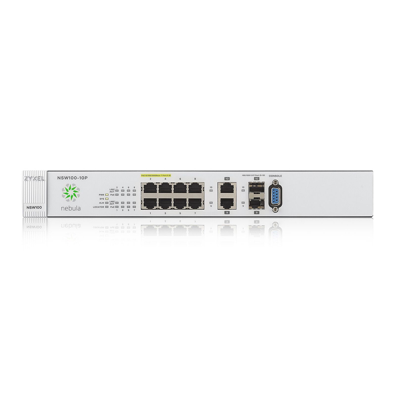 ZyXEL Nebula NSW100-10P - Managed Switch - 8 x 10/100/1000 (PoE) + 2 x Combined SFP Gigabit - Rack Mountable - PoE+ (180W)