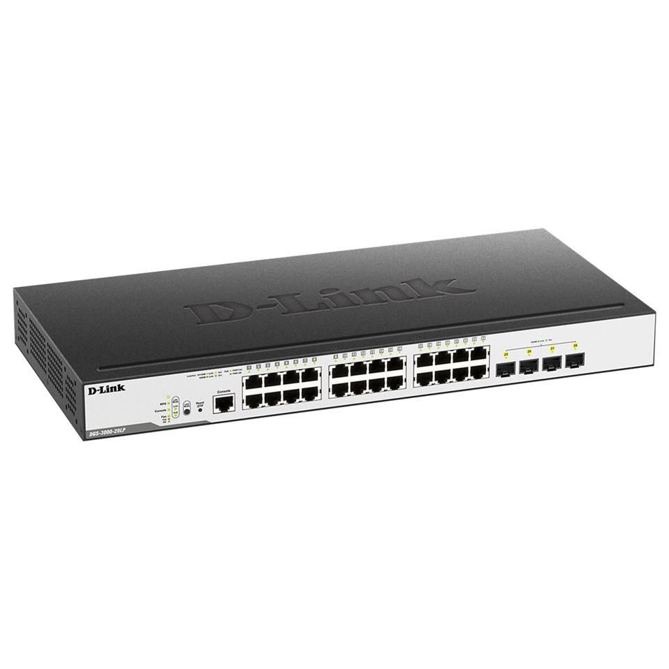 D-Link DGS 3000-28LP - Managed Switch - 24 x 10/100/1000 (PoE) + 4 SFP - Rack Mountable - PoE (193 W)
