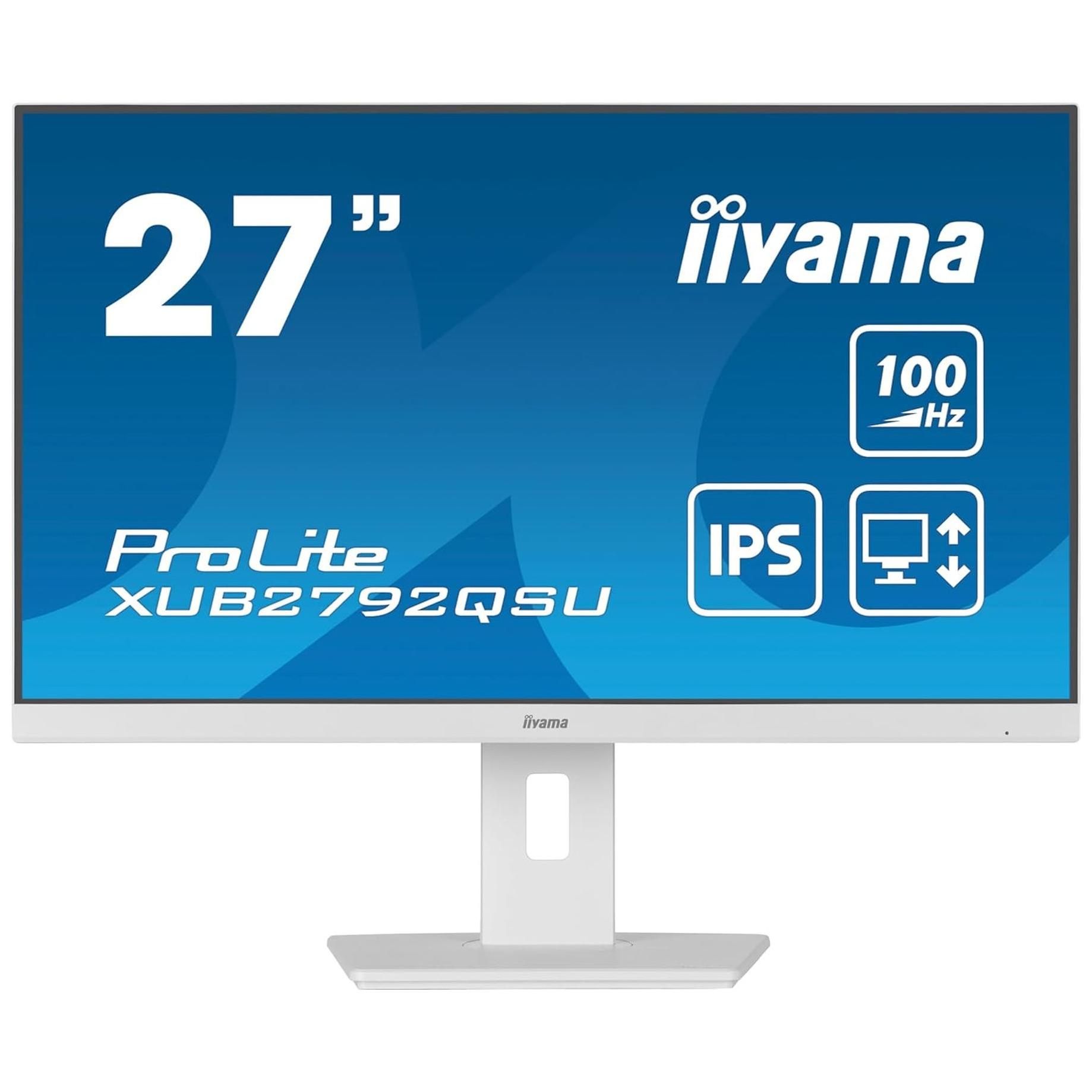 Iiyama ProLite XUB2792QSU-W6 - 27" LED Monitor - QHD 2560 x 1440 @ 100Hz - IPS - 250 cd/m² - HDMI, DisplayPort