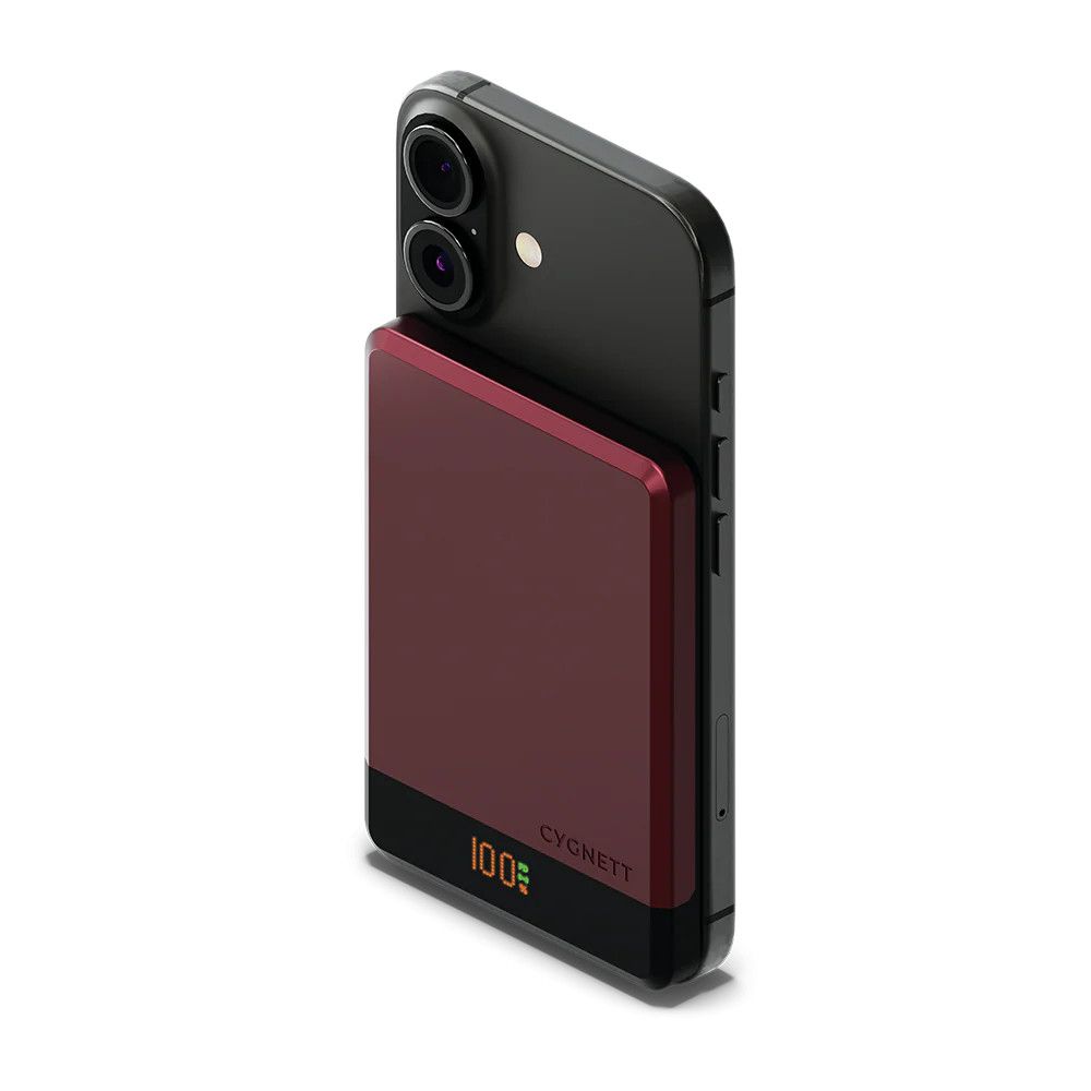 Cygnett Magslim 5000mAh Wireless Rechargeable Power Bank - Cherry Red
