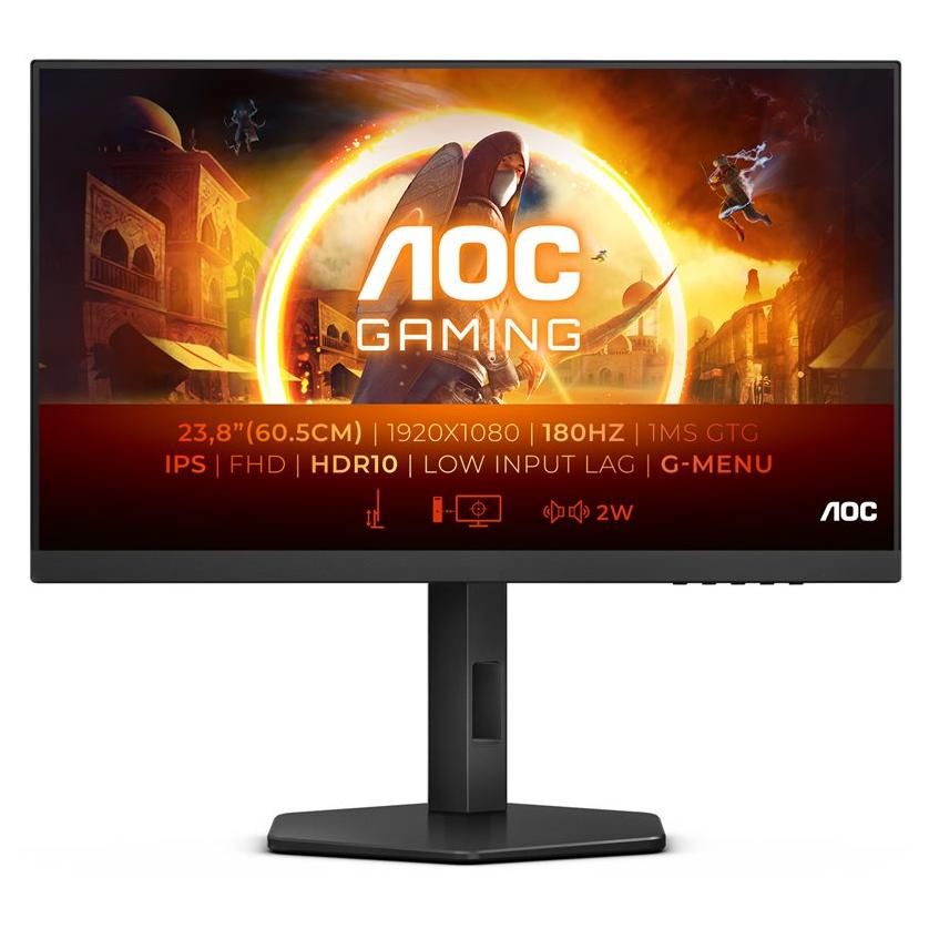 AOC Gaming 24G4X - G4 Series LED Gaming Monitor - 24" (23.8" Visable) - Full HD 1080p @ 180Hz - IPS - 300 cd/m² - HDR10 - 0.5ms Response Time