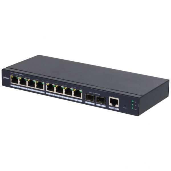Dahua SG4010-2F - Managed Switch - 8 x 10/100/1000Base-T + 2 x Gigabit SFP (uplink) - Desk/Wall Mount