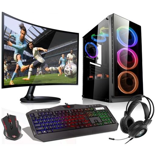 Kit de juego VIST - Ryzen 5 3600, 64GB de RAM, RX 6600, SSD de 1TB M.2, Pantalla LCD de 24', Windows 11 Pro