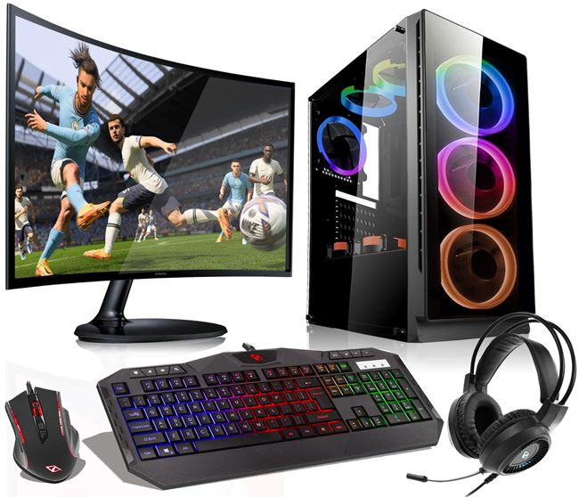 Kit de juego VIST - Ryzen 5 3600, 64GB de RAM, RX 6600, SSD de 1TB M.2, Pantalla LCD de 24', Windows 11 Pro