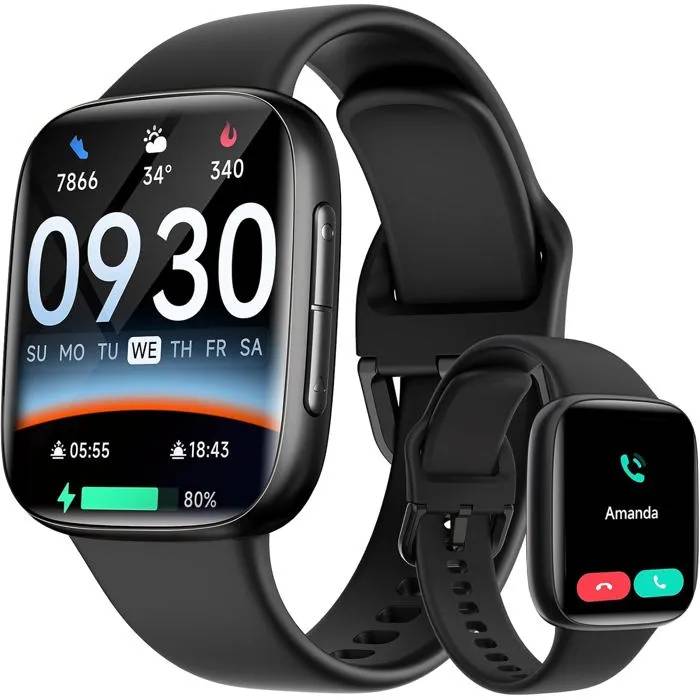Connected Watch - UNDERSCORE - 1.85" AMOLED - Calls - 100+ Sports - Waterproof IP68