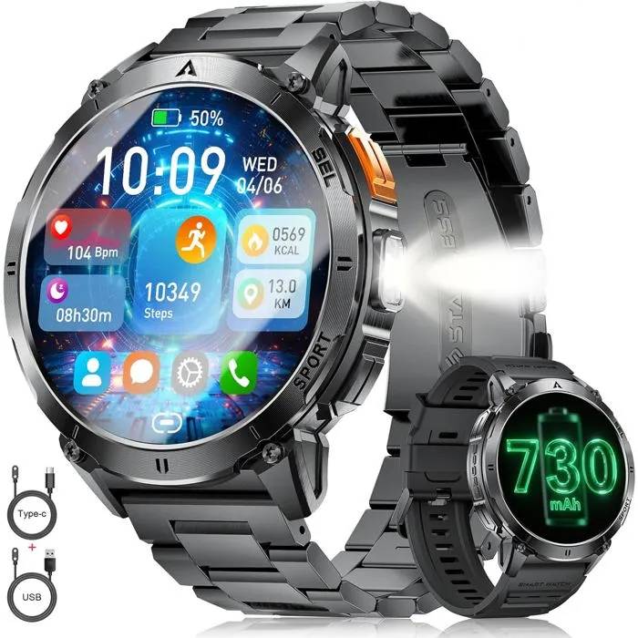 BENYAR Connected Watch - 1.62'' HD Screen - Waterproof IP68 - Calls - 110+ Sport Modes