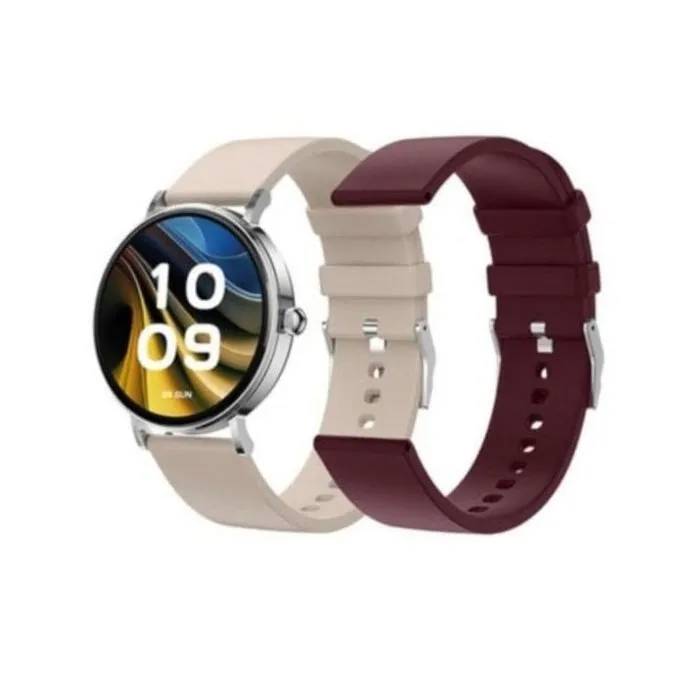 Smartwatch SPC Smartee Duo Velvet 41mm AMOLED Plata y Borgoña Correa Blanca y Roja Resistente al Agua IP68 SpO2