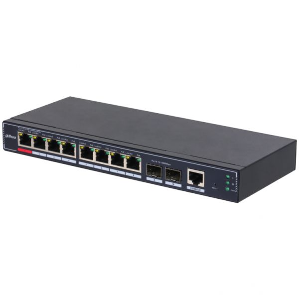 Dahua DH-SG4010P-2F - Managed Switch - 8 x 10/100/1000 (PoE) + 2 x 10/100/1000 (Uplink) - Desk/Wall Mount